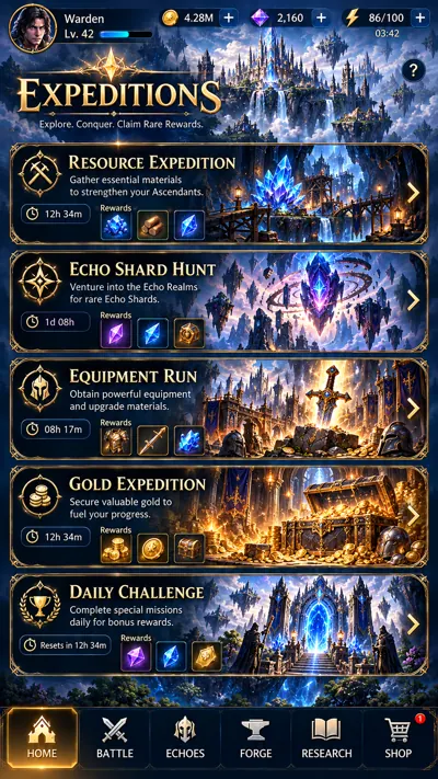 Expedition challenges and reward art