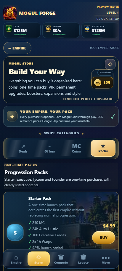 Mogul Forge store interface